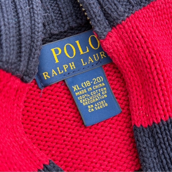 Polo Ralph Lauren Cotton Quarter-Zip Stripe Sweater XL - Picture 7 of 8